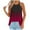 Wine, variant on QUINDOS Womens Tops Green Ribbed Summer Printed Round Neck Pullover Fashionable Casual Round Neck Strap Button Tops Womens Tank Tops
