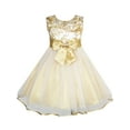 thumbnail image 1 of Flower Girls Dress Bow Tie Champagne Wedding Pageant 6, 1 of 5