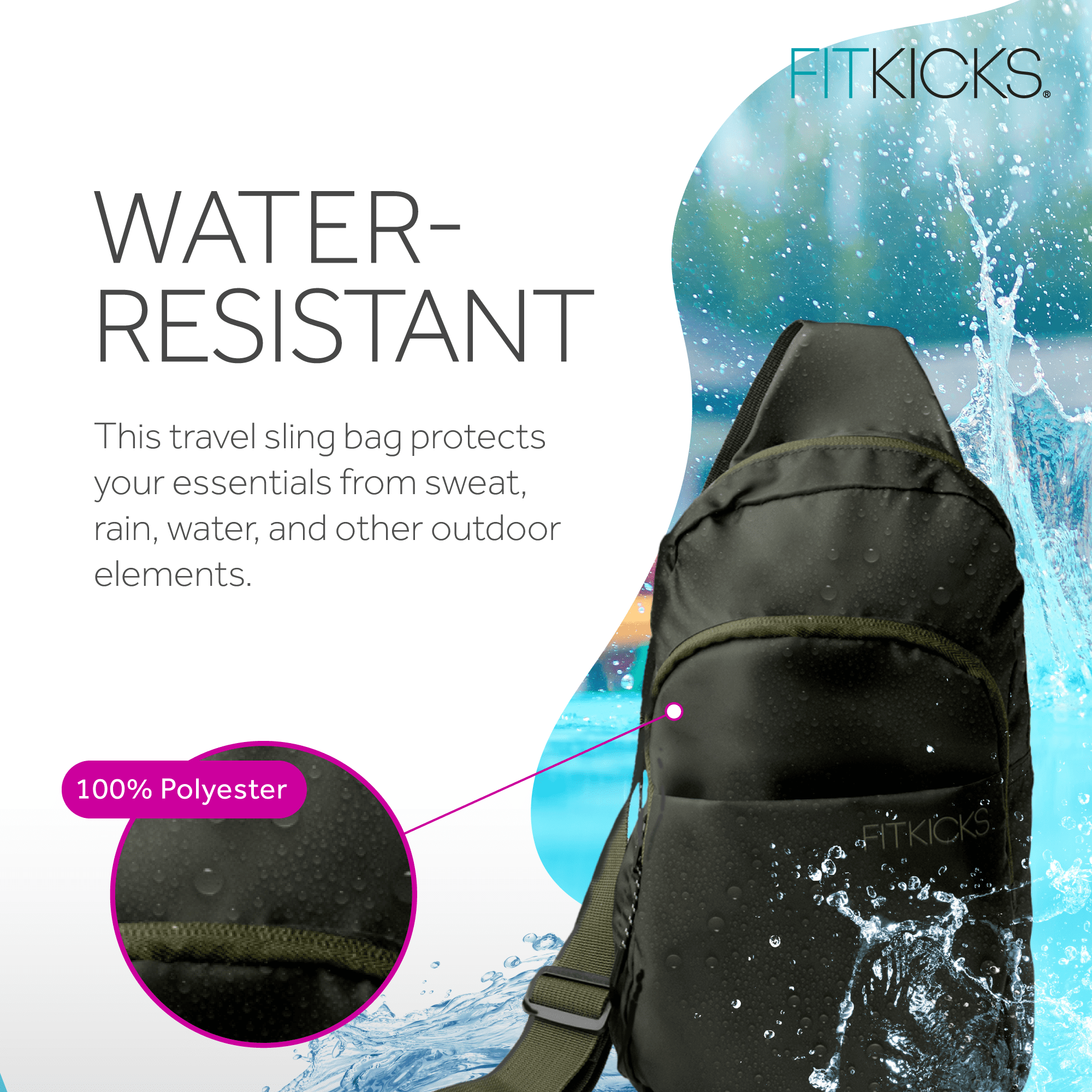 FITKICKS Hideaway Packable Sling Lightweight Crossbody Bag, Green (Unisex)