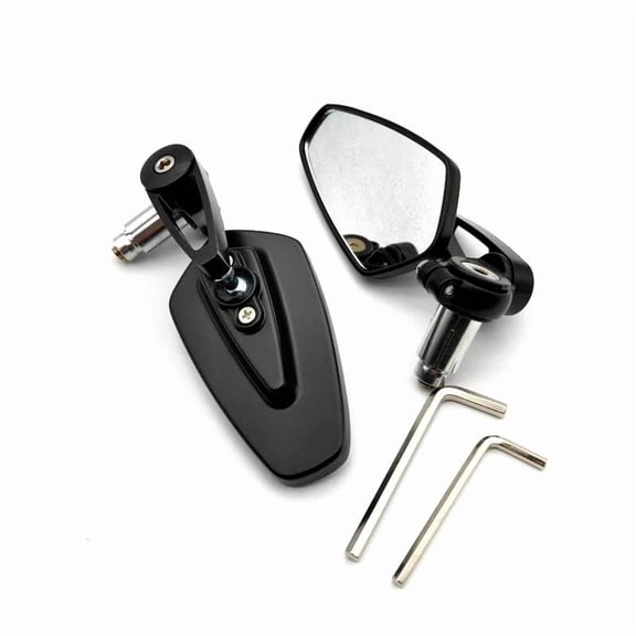 A pair Motorcycle Mirrors - 7/8" (22mm) Bar End Rear View Mirrors, Handlebar Adjustable Rear View Mirrors (black)