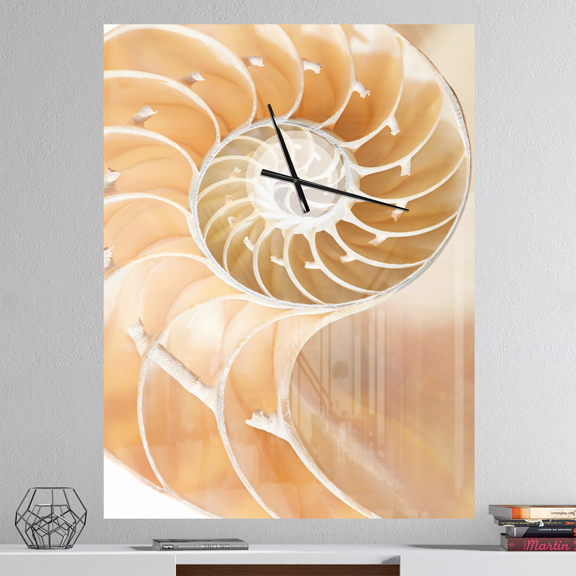 Designart 'Brown Nautilus Shell Pattern' Modern wall clock