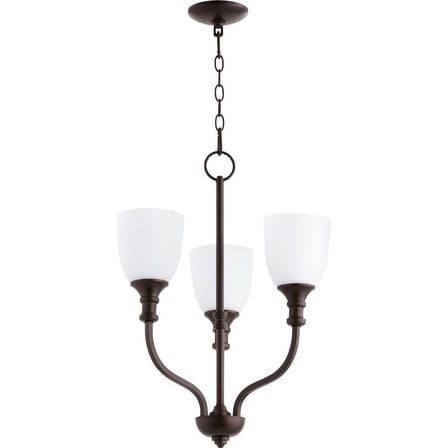 Transitional Three Light Chandelier-Oiled Bronze Finish-Satin Opal Glass Color Bailey Street Home 183-Bel-2535221