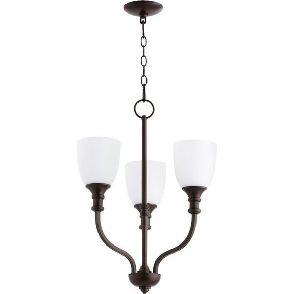 Transitional Three Light Chandelier-Oiled Bronze Finish-Satin Opal Glass Color Bailey Street Home 183-Bel-2535221