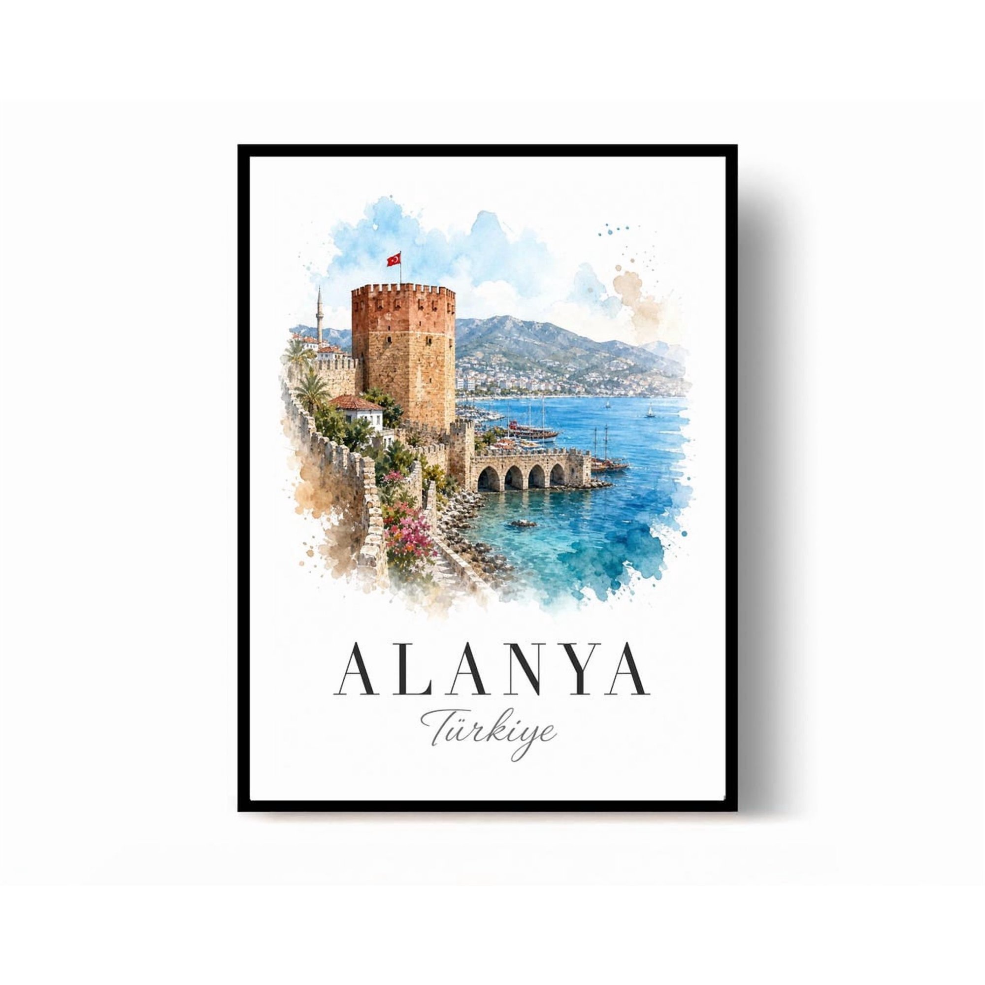 Alanya Turkey Travel Poster Print Wall Decor