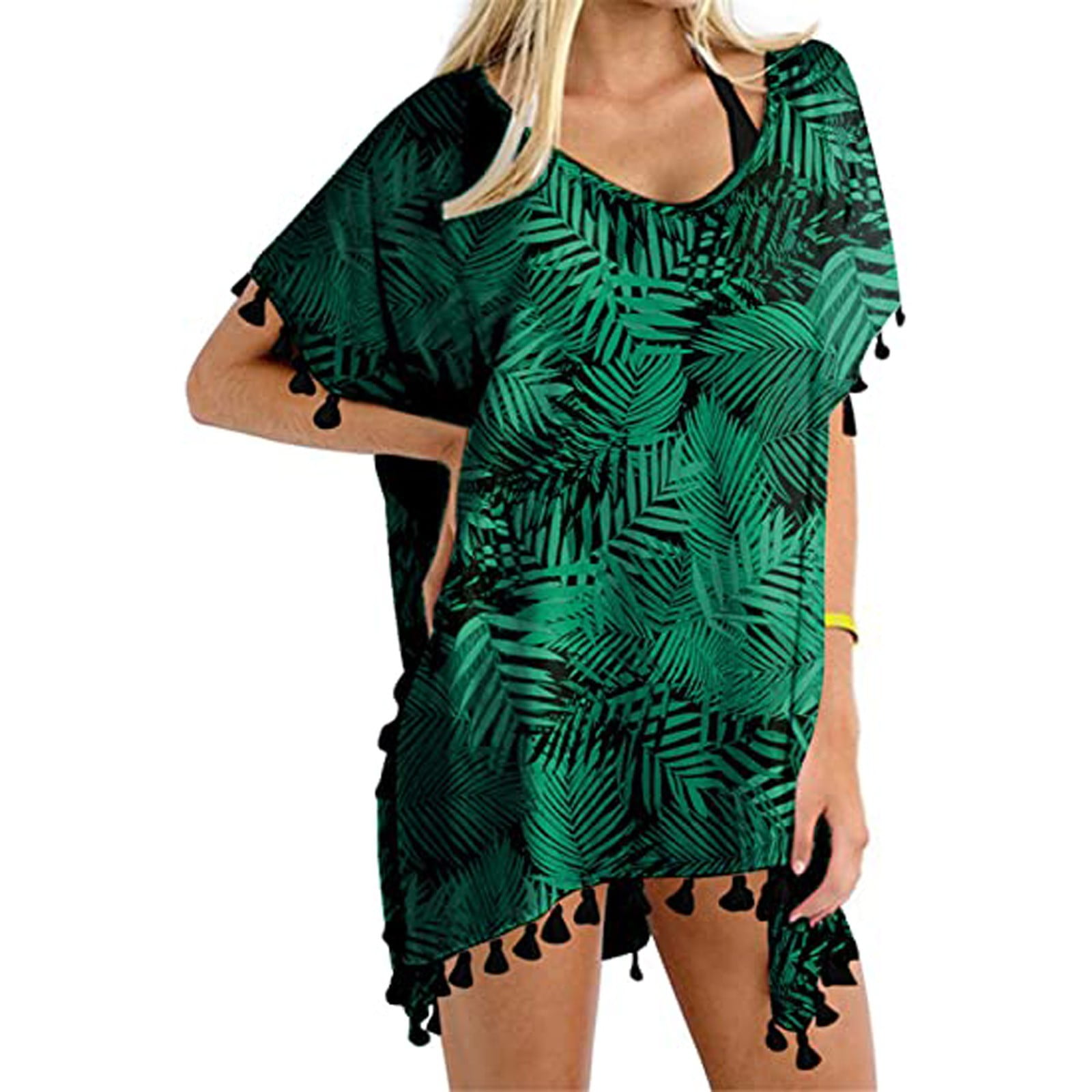 Roliyen Swimsuit CoverUps Swimsuit For Women Crew Neck Short Sleeve