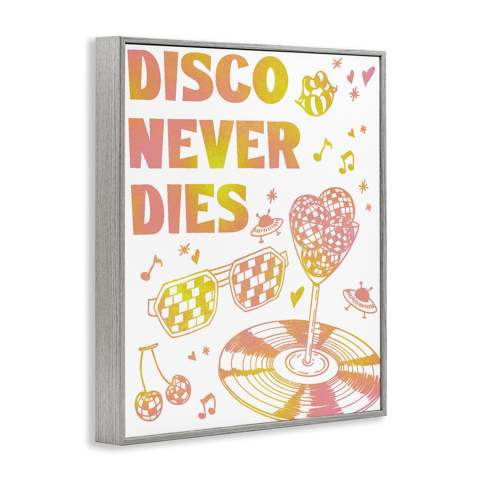 Stupell Industries Disco Never Dies Gray Framed Giclee Art, design by Ziwei Li