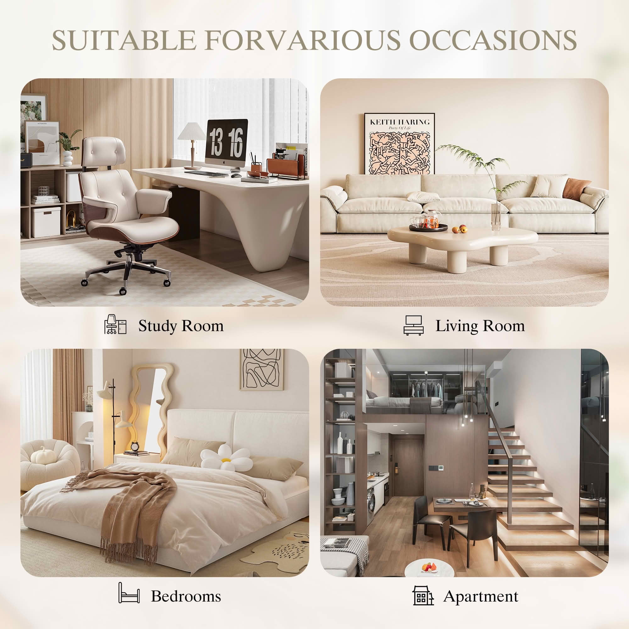 MAYEERTY Modern 2-Seat Deep Seat Loveseat, Fabric Couch with Storage Pockets & Arm Pillows for Small Apartment Bedroom