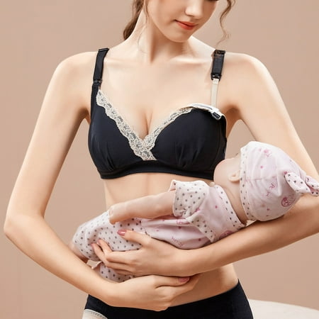 

AURIGATE Nursing Bra Ladies Comfortable Breathable No Steel Ring Sexy Lace Front Buckle Breastfeeding Bra Woman Underwear Clearance