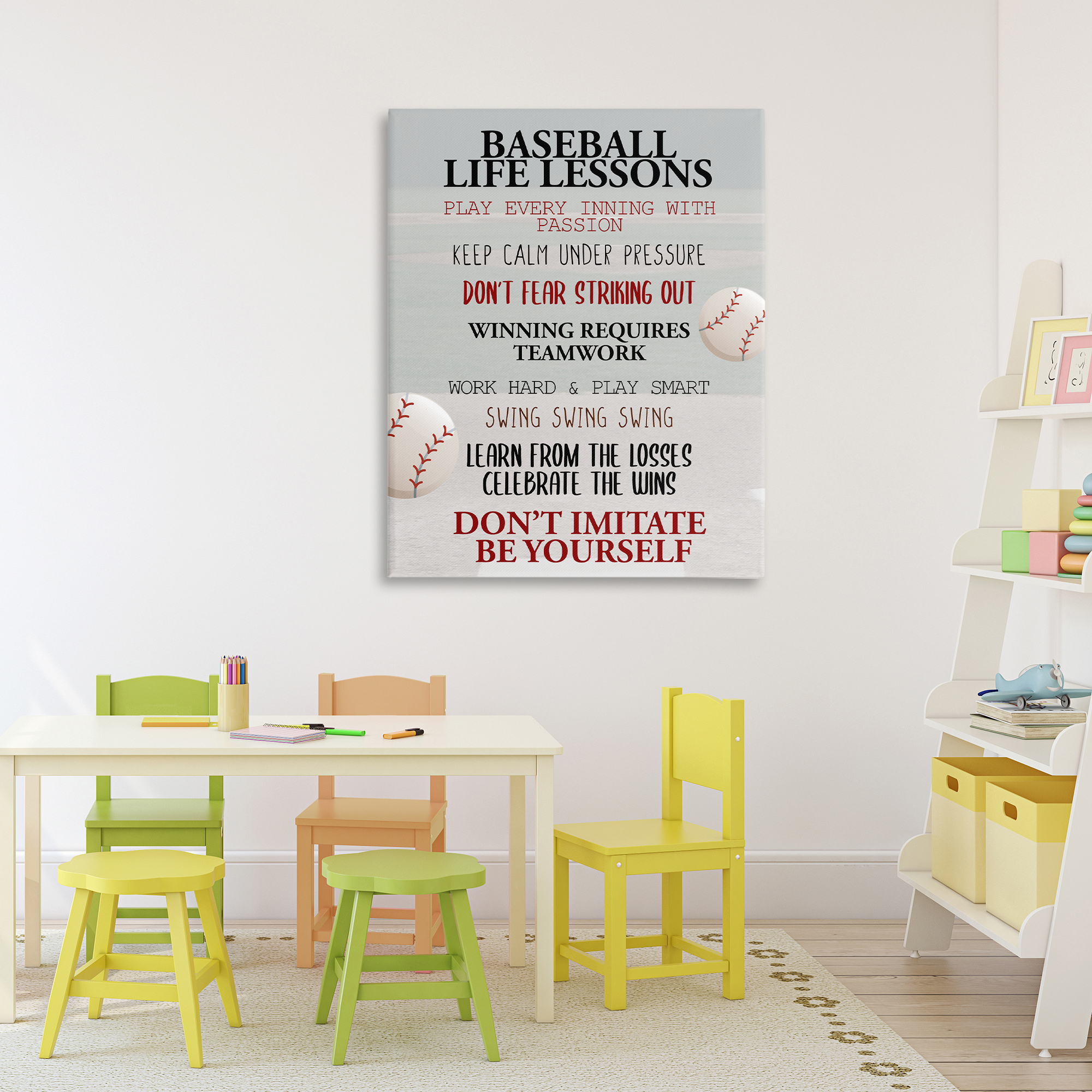 Baseball Life Lessons Canvas Wall Art, design by Kim Allen
