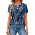 thumbnail image 5 of JoveMarine Women's Casual Short Sleeve Button Up Shirt with Lapel Collar Striped Plaid Print Blouse Lightweight Top for Daily Wear Spring/Summer Blue L, 5 of 6
