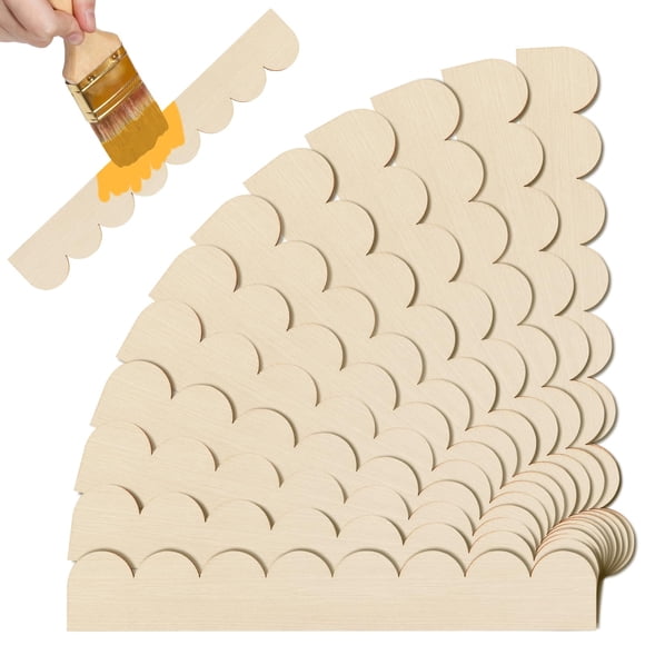 Moldura decorativa festoneada de madera, 15,74 cm x 6 cm, paquete de 12