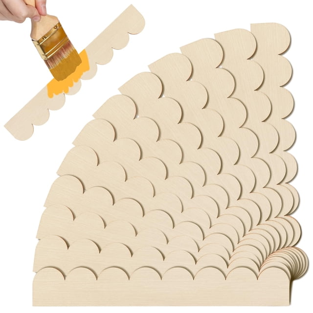 Moldura decorativa festoneada de madera, 15,74 cm x 6 cm, paquete de 12