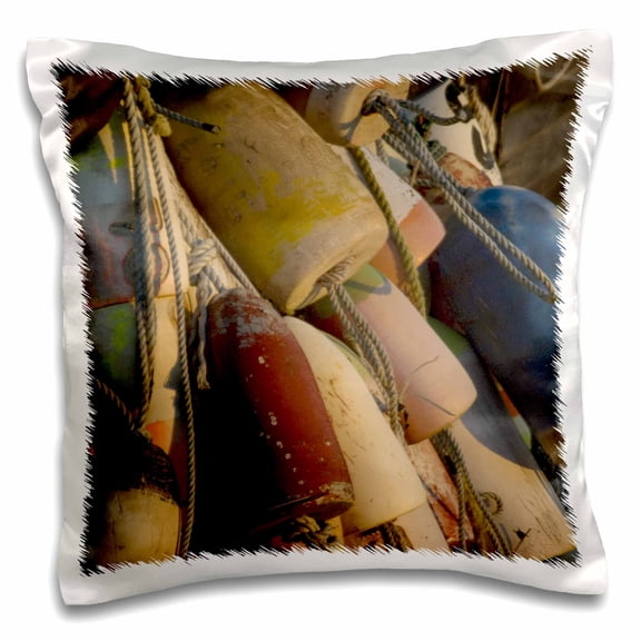 3dRose, Buoys, Legoe Bay Fishing Shack, Lummi Island, WA - US48 RSC0126 - Roddy Scheer, 16x16 inch Pillow Case