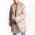 thumbnail image 3 of ZVNAΖH Men's Faux Fur Jacket Fuzzy Fleece Open Front Cardigan Shawl Collar Faux Fur Jacket Winter Warm Fluffy Coat, 3 of 3
