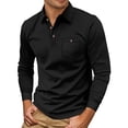 thumbnail image 4 of Men Polo Shirts Fall Winter Long Sleeve Tops Solid Color Button Down Collared Casual Soft Shirts for Men, 4 of 9