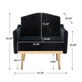 thumbnail image 4 of Velvet Accent Chair, Modern Single Sofa Chair for Living Room and Bedroom, Upholstered Lounge Armchair Chair with Tapered Metal Legs, Black, 4 of 7