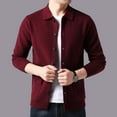 thumbnail image 5 of Mens Double Pocket Sweater Coat Solid Color Sweater Cardigan Coat, 5 of 6