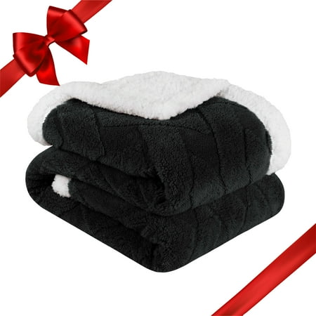 Superior Nuuk Fleece Reversible Lattice Blanket, Twin, Black