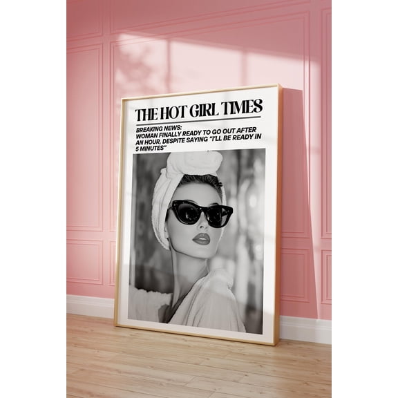 Kna Prints - Funny Bathroom Wall Art, Better Late Than Ugly Wall Art Newspaper Print Wall Art, Funny Dorm Apartment Retro Wall Art, UNFRAMED-8x12