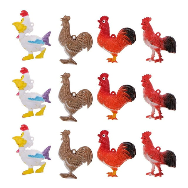 12 Piezas de Simulación de Gallo, Pollo, Modelo Animal, Colección de Juegos, Huevos de Pascua, Decoración para Tartas, Suministros para Fiestas, Yotijar Figuras de pollo