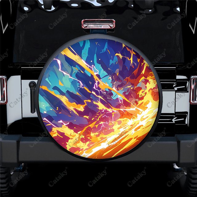 Abstract Digital Design Polyester Universal Spare Wheel Tire Cover Custom Tire-Covers for Trailer RV SUV Truck Camper