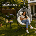 thumbnail image 4 of ROSUIS Foldable Hanging Egg Chair with Stand, HDPE Rattan Wicker Swing Chair with Cushion, Outdoor Egg Chair for Patio Balcony Bedroom, Heavy Duty 350 Lbs Capacity, 4 of 10