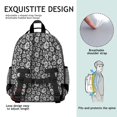 thumbnail image 5 of Black Daisy Flower White Blooms Pattern Backpack for School,Cute School Bag,Schoolbag with Adjustable Shoulder Straps & Padded Back,15.25"x11.5"x5.25", 5 of 5