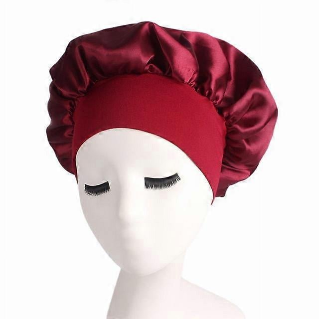 Gorro de dormir de satén Yashi para mujer, Gorro de noche de seda, Gorro elástico, rojo