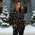 thumbnail image 3 of Xoenoiee Colorful Dog Paw Print Womens Sweatshirts Oversized Crewneck Y2K Pullover Long Sleeve Fall Winter Split Clothes Sweater with Side Pockets, Size 3XL, 3 of 7