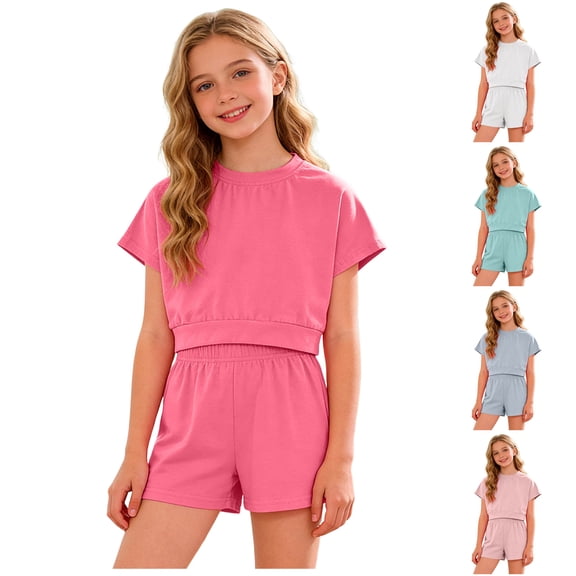 larppty Girls Athletic Shirts Workout Short Sleeve Crop Tops/Split Back Quick Dry Teen T Shirt Activewaer Tees Kids 18M-11Y(White, 4-5 Years)