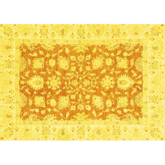 Ahgly Company Indoor Rectangle Oriental Yellow Traditional Area Rugs, 8' x 10'