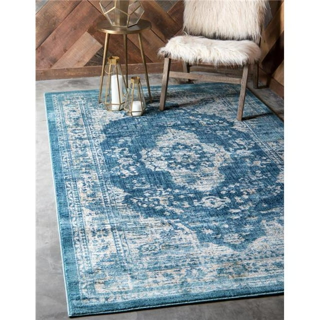 Unique Loom 3128877 7 x 10 ft. Norrebro Oslo Rectangular Rug, Navy Blue