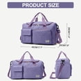 thumbnail image 4 of DAKIMOE Travel Duffle Bag for Women Men, Weekender Overnight Bags Carry on Gym Bag with Wet Pocket/Adjustable Strap/Shoe Compartment, Foldable Waterproof Duffel Tote for Plane Sports Dance, Purple, 4 of 10