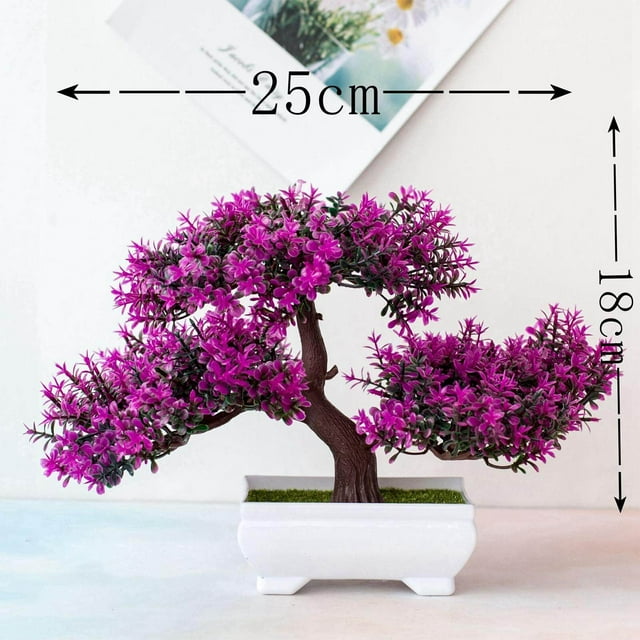 pitrice Artificial Plants Bonsai Tree for Home Garden Office Wall Book Shelf Decor Purple Red