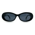 thumbnail image 3 of Womens Oval Mod Vintage Iconic Thick Plastic Fashion Sunglasses All Black, 3 of 8