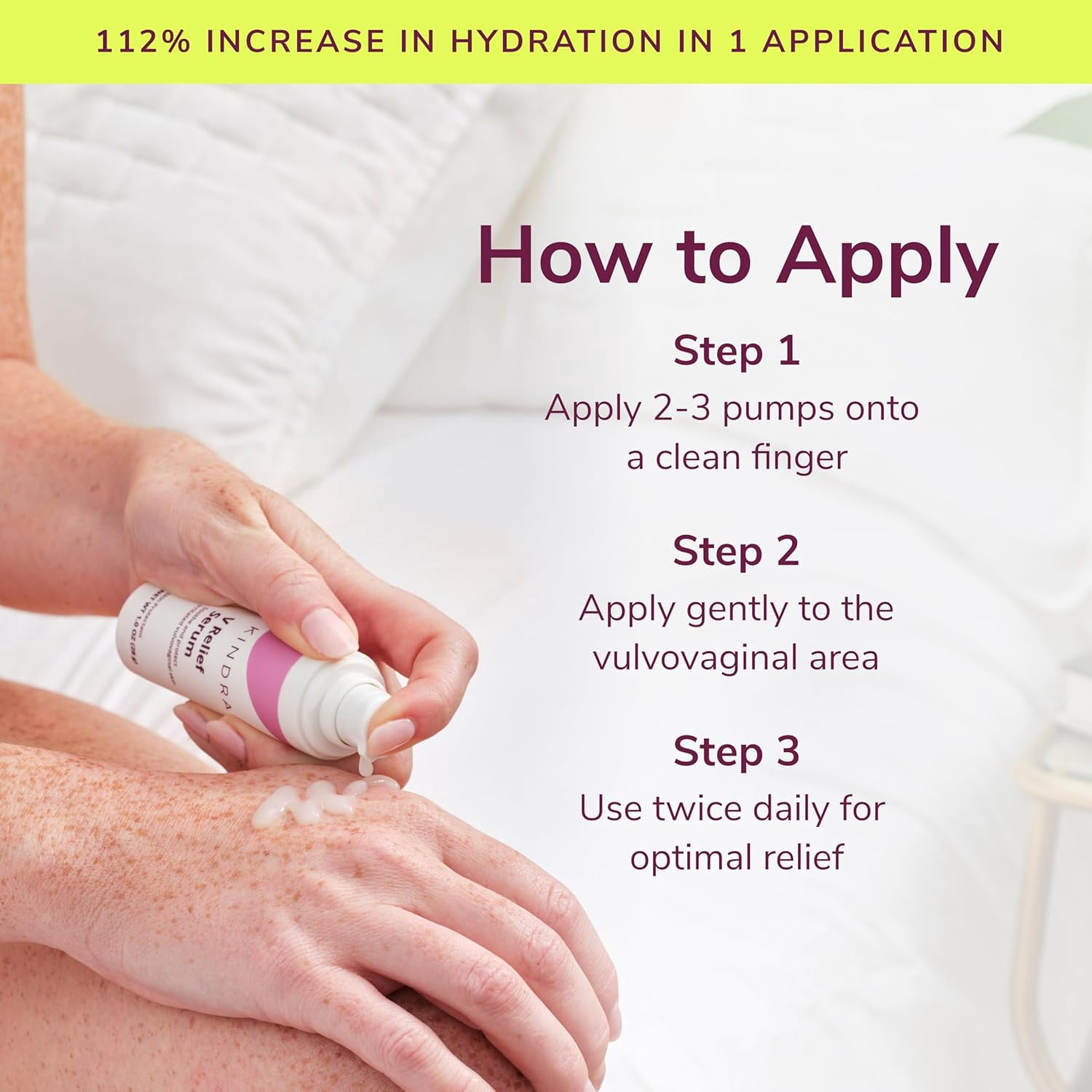 Kindra V Serum Vaginal Moisturizer - OBGYN Recommended For Itching, Burning, Vaginal Atrophy, UTI BV Infection Odor Prevention, with Hyaluronic Acid, Estrogen-Free, pH-Balanced - 60 Applications