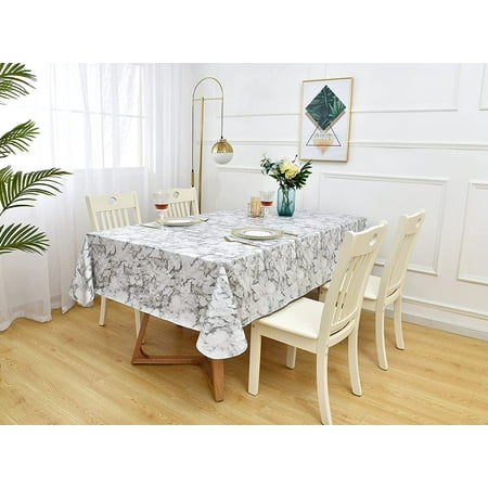 Rally Good Indoor Outdoor Patio Premium Vinyl Rectangular Tablecloth Flannel Backing Spill Proof Wipeable Cov For Dining Table Luxury White Marble Patt N 60 X 84 Inch Oblong Canada Rally Good Indoor Outdoor Patio Premium, 54 Inch Square Outdoor Dining Table