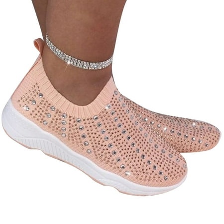 

Women s Mesh Walking Shoes Lightweight Breathable Slip On Walking Shoes Breathable Flat Knit Mesh Comfortable Work Shoe 41 Pale Pinkish Gray