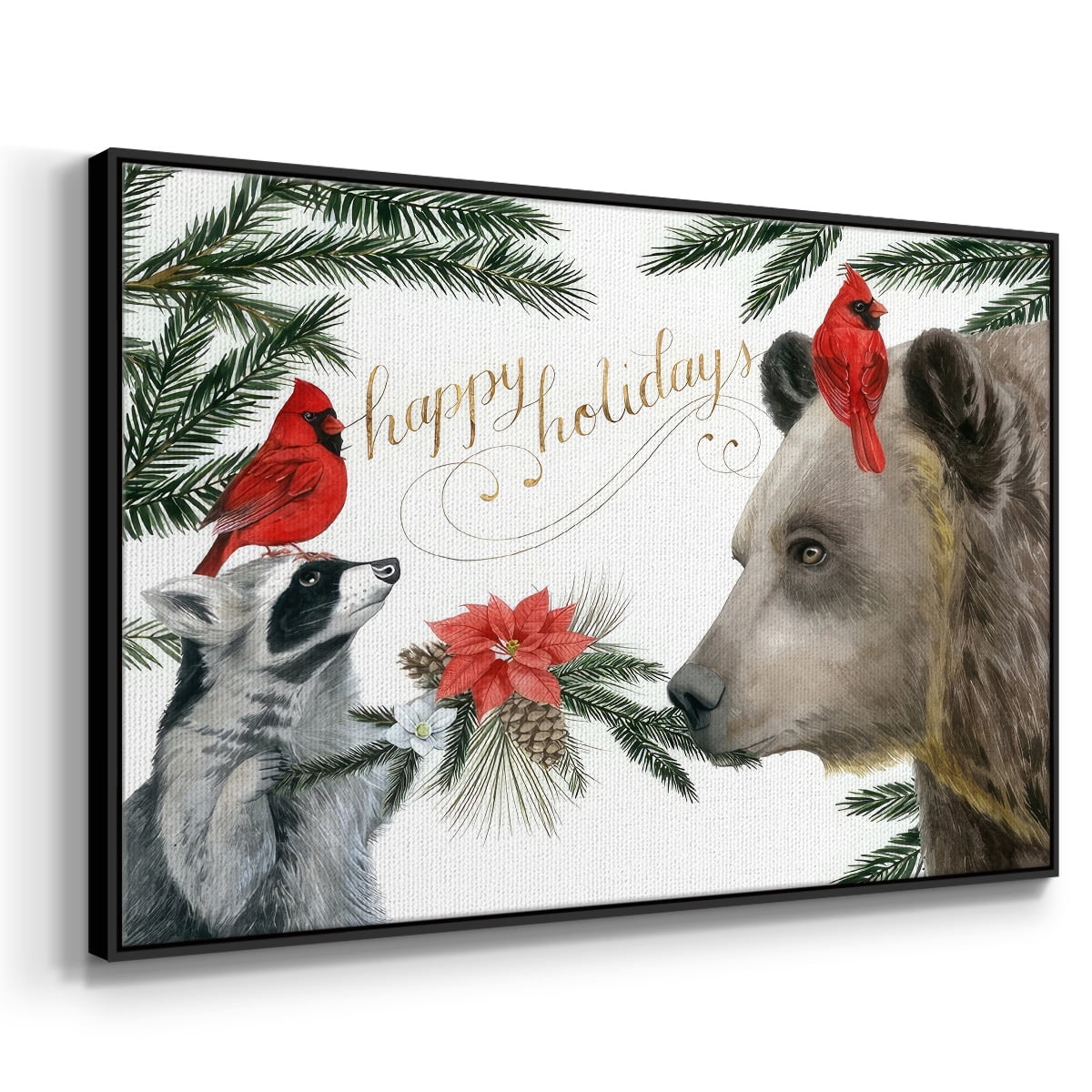 Timberland Christmas Collection A - Framed Gallery Wrapped Holiday Canvas - 25 x 37 - Black Frame