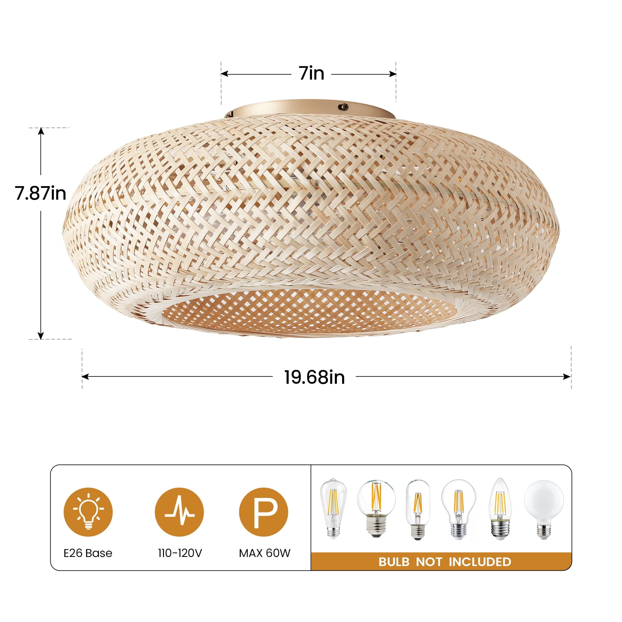 Aazon.co: HOKEA Rattan Boho Ceiling Fan With Light Reote Control Flush Ount, 20" Farhouse