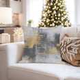 thumbnail image 4 of Ethan Taylor Abstract Throw Pillow Soft Cushion Cover 'Celestial Dreamscapes Paint Brush Strokes Modern' Transitional Pattern Decorative Square Accent Pillow Case, 16x16 Inches, Gray, Gold, 4 of 5