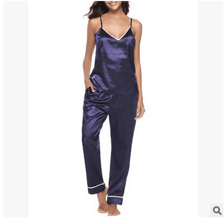 

LSFYSZD Women Sleepwear V- Neck Sleeveless Top Pant Pajamas Set Sexy Suspender Trousers Suit
