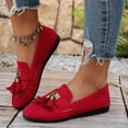 thumbnail image 2 of Suede Loafers for Women Comfortable Slip On Business Flats Dress Shoes Vintage Tassel Casual Non Slip Walking Shoe Red Size 7.5, 2 of 7