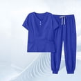 thumbnail image 4 of Scrub Sets for Women V-Neck Tops and Cargo Pants Medical Uniform Workwear Nurse Suit Royal Blue S, 4 of 6