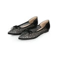 thumbnail image 1 of BLISSFUL STEP Women's Pointed Rhinestone Mesh Ballerina Flats Black White (Size 9), 1 of 6
