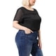 thumbnail image 2 of Plus Size Blouse for Women's Top T Shirt Contrast Panel Dots Summer Short Sleeve Blouse Black 1X, 2 of 7