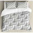 thumbnail image 1 of London Duvet Cover Set King Size, Historical Architecture Famous Landmark Big Ben Sketch with United Kingdom Flag, Decorative 3 Piece Bedding Set with 2 Pillow Shams, Multicolor, by Ambesonne, 1 of 3