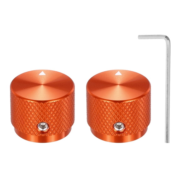 2 Pcs Aluminium Potentiometer Knobs, 1/4" (6mm) Universal Volume Tone Control Knobs with Arrow Indicator, 3/5" Red(20x15.5mm)