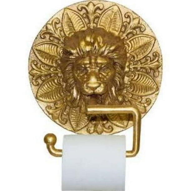 Round Lion Plaque Toilet Paper Holder, Gold Leaf