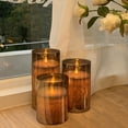 thumbnail image 5 of Flickering Flameless Candles Set of 3,LED Warm 3D Wick Light Pillar Candle Acrylic Battery Operated Candles with Remote and Timer Real Wax Christmas Home Table Decor, Gray, D 3" H 4" 5" 6", 5 of 8
